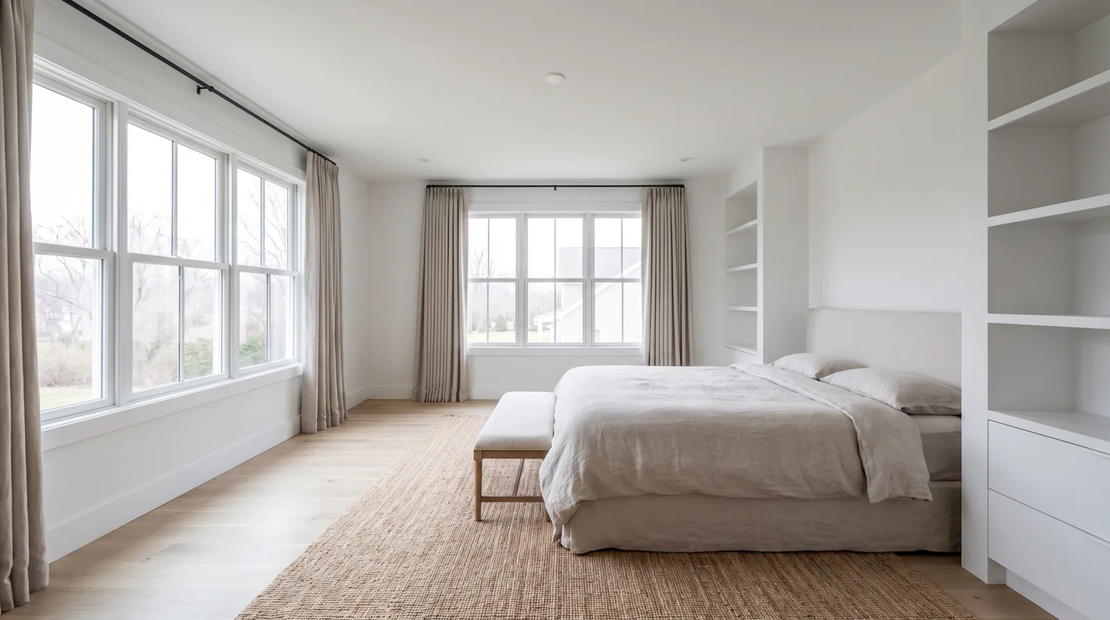 An empty, bright room representing a simple decision-making space for weighing estate sale options